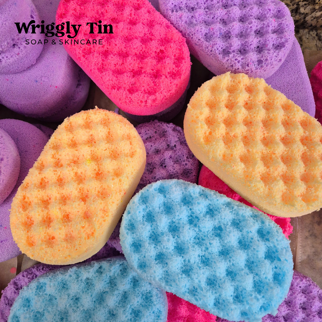 EXFOLIATING SOAP FILLED SPONGES - VARIOUS SCENTS (vegan)