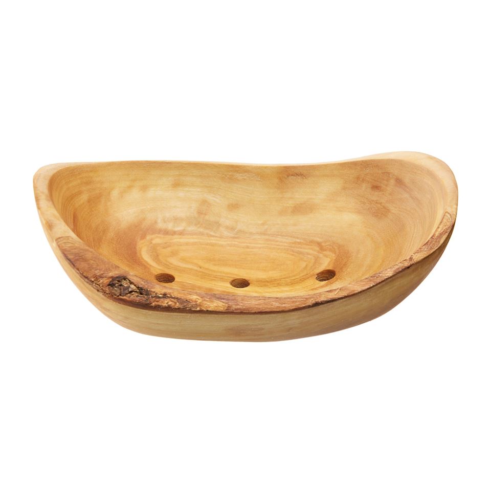OLIVE WOOD SOAP DISH (RUSTIC)