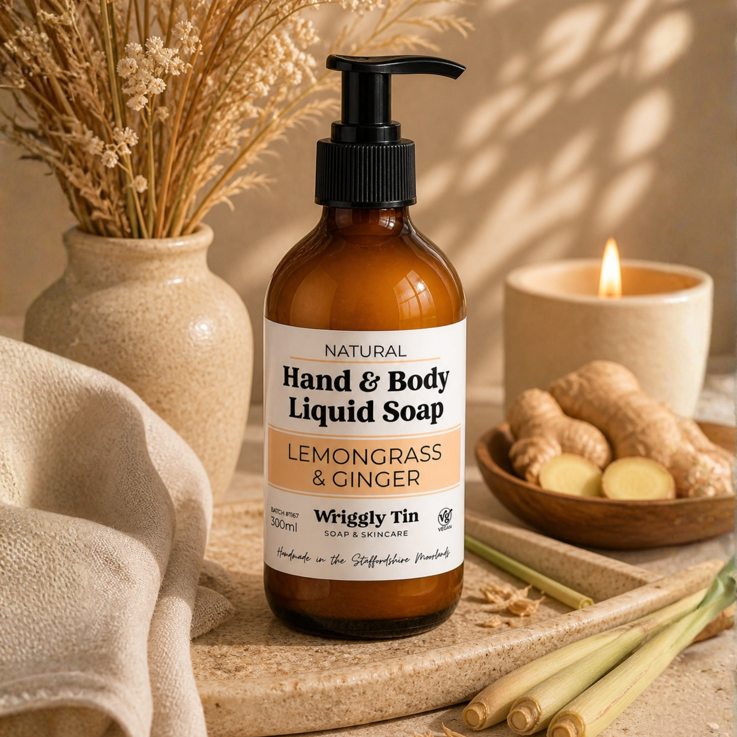 HAND & BODY LIQUID (CASTILE) SOAP - Glass Bottle