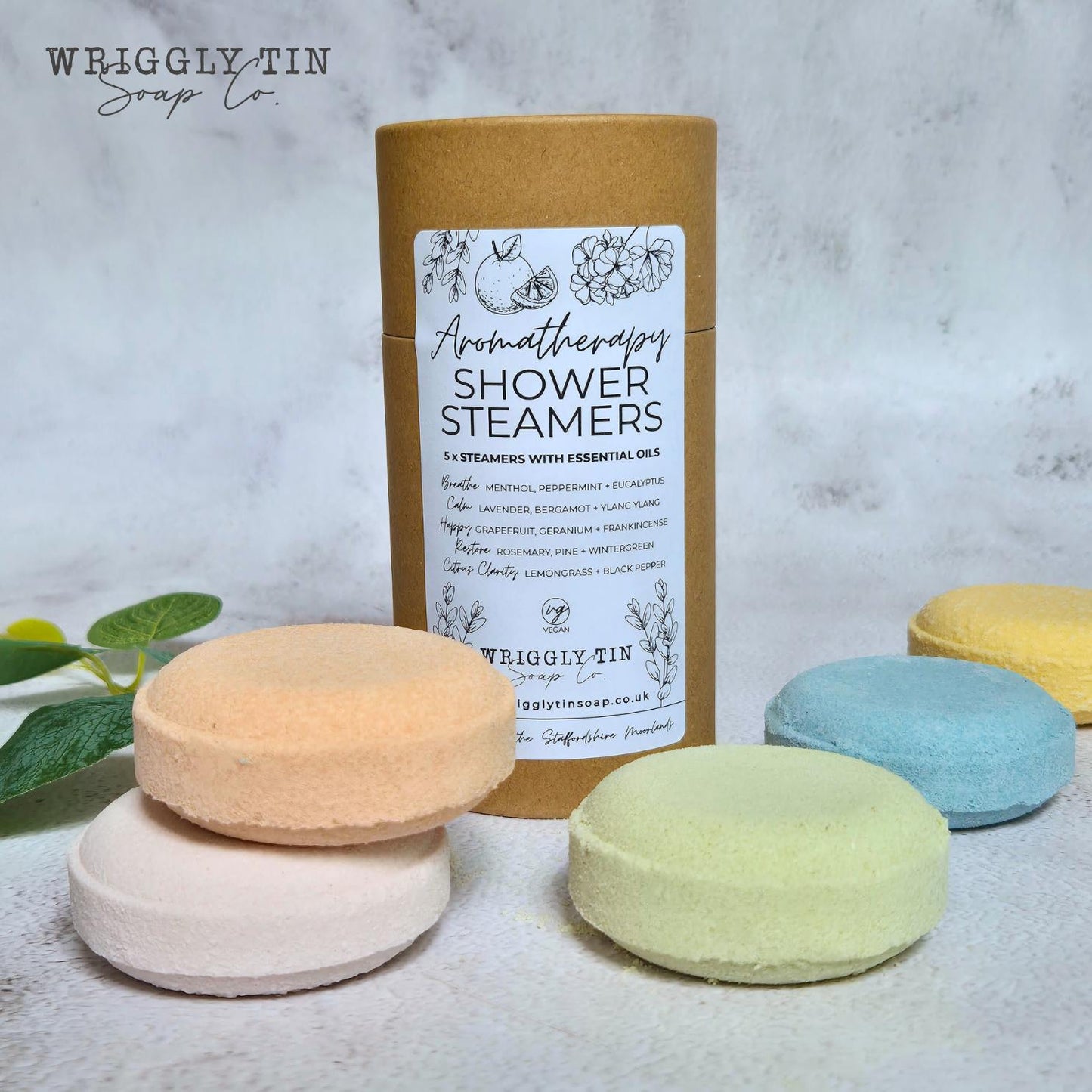 SHOWER STEAMERS - set of 5 different, NEW recipe, stronger and made with essential oils