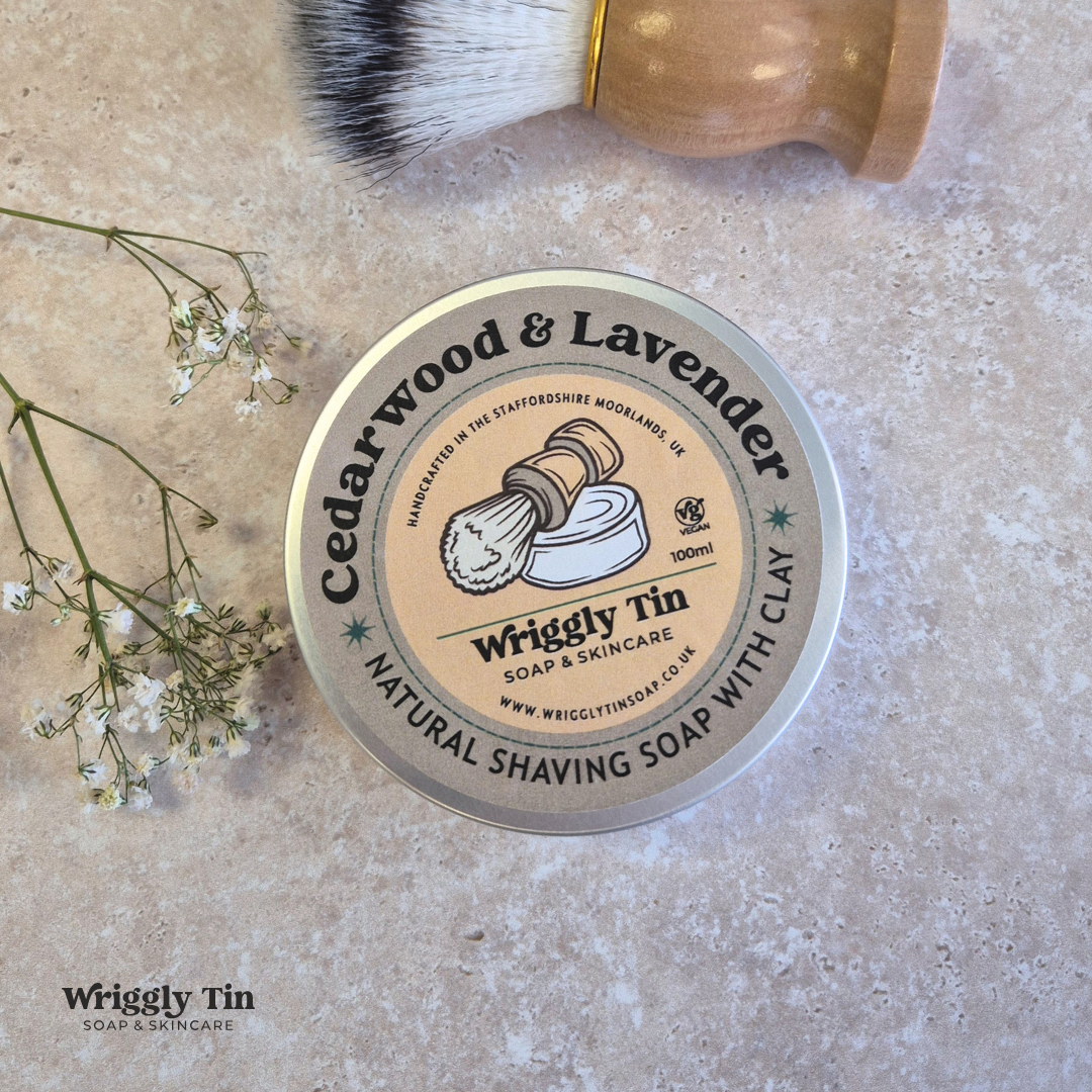 CEDARWOOD & LAVENDER SHAVING SOAP - with pink himalayan salt & red clay (vegan)