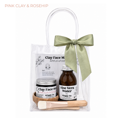 CLAY FACE MASK SET - facemask, aloe vera water + accessories