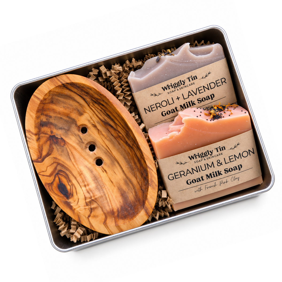 NATURAL SOAPS & DISH GIFT SET - Geranium + Lavender
