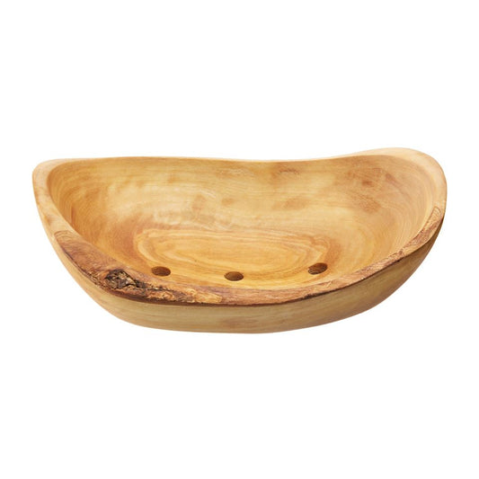OLIVE WOOD SOAP DISH (RUSTIC)