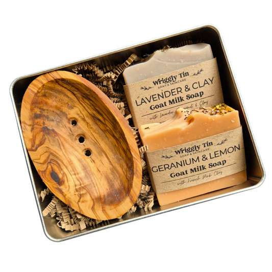 NATURAL SOAPS & DISH GIFT SET - Geranium + Lavender