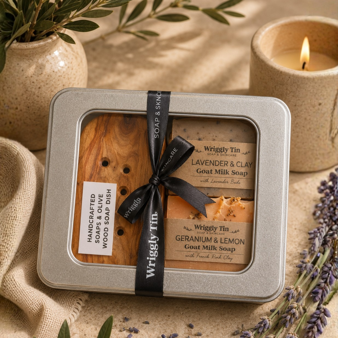 NATURAL SOAPS & DISH GIFT SET - Geranium + Lavender