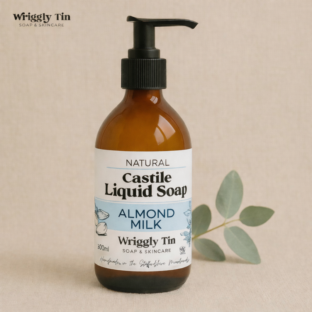 ALMOND MILK - Castile Liquid Soap, Glass Bottle (300ml)