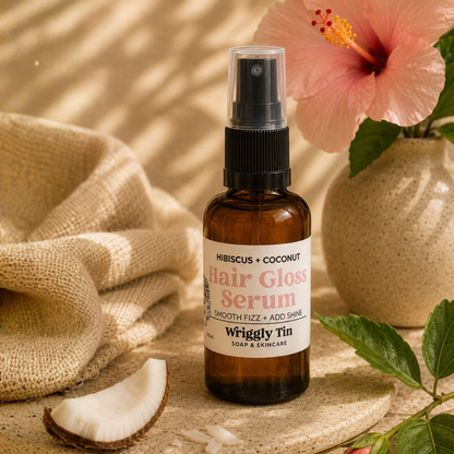 HIBISCUS + COCONUT HAIR GLOSS SERUM - smooth frizz + add shine to hair