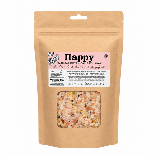 HAPPY BOTANICAL BATH SOAK - with Himalayan pink salt, geranium & grapefruit