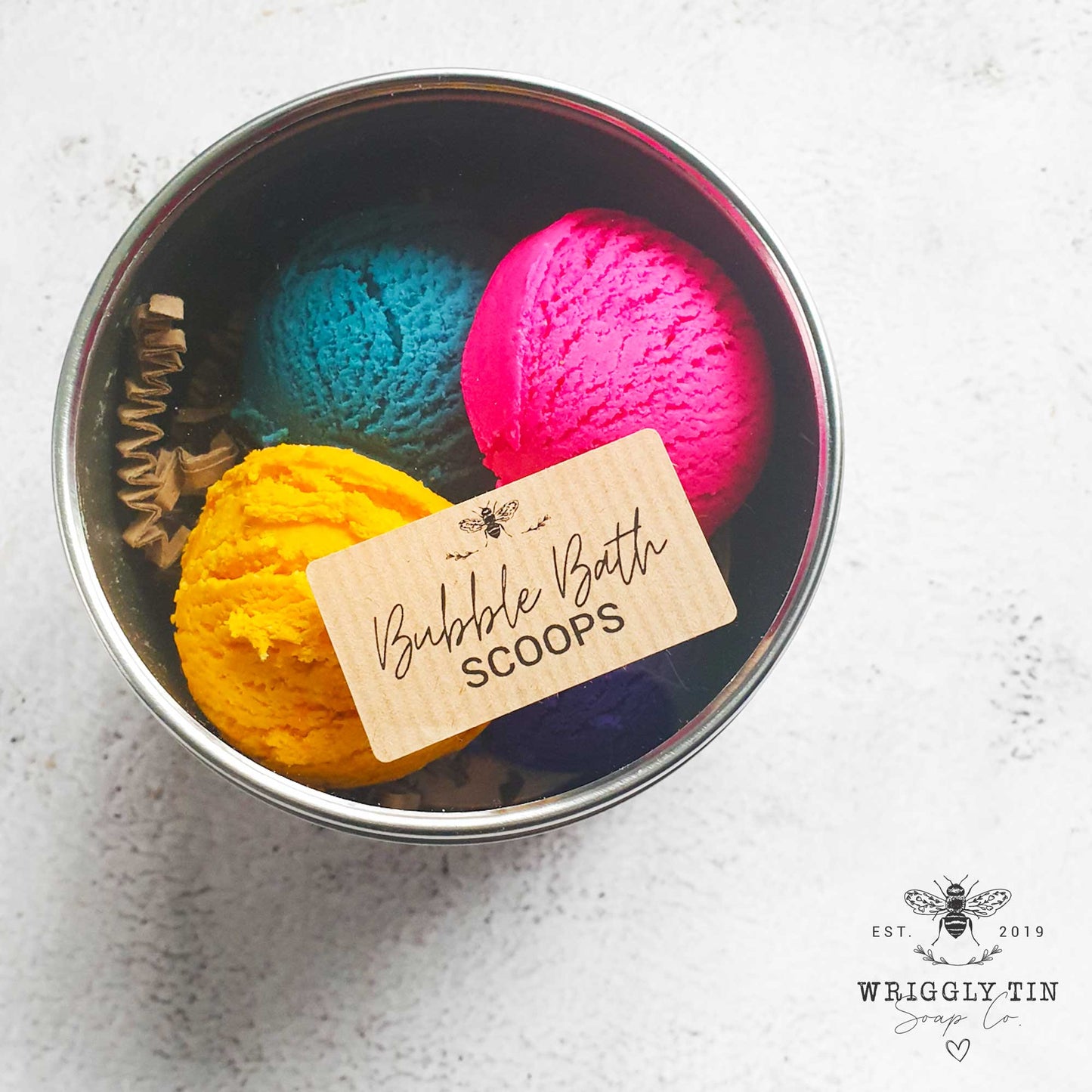 BUBBLE BATH SCOOPS - colours (set of 4 in a tin)
